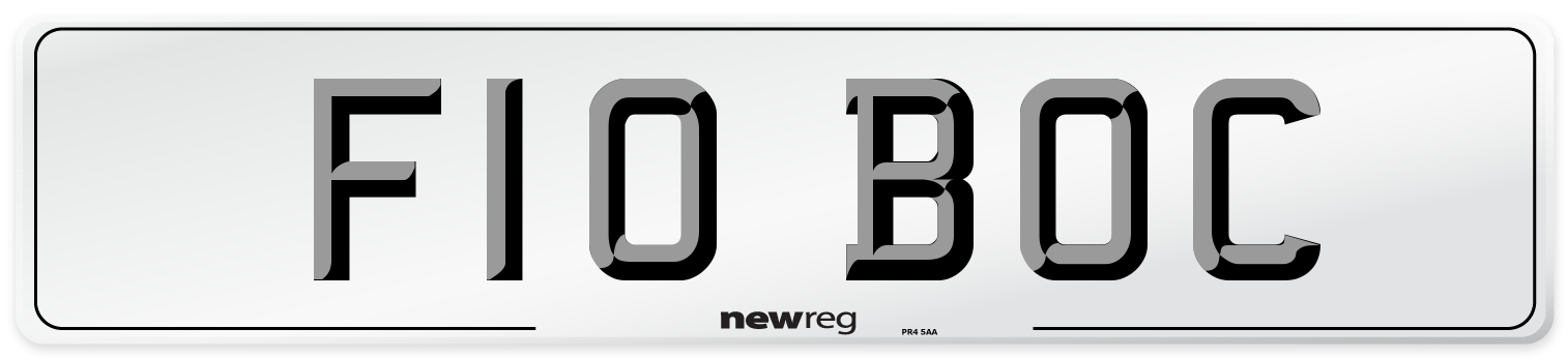 F10 BOC Number Plate from New Reg